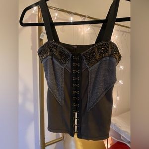Free people hook front top with beading and seam details